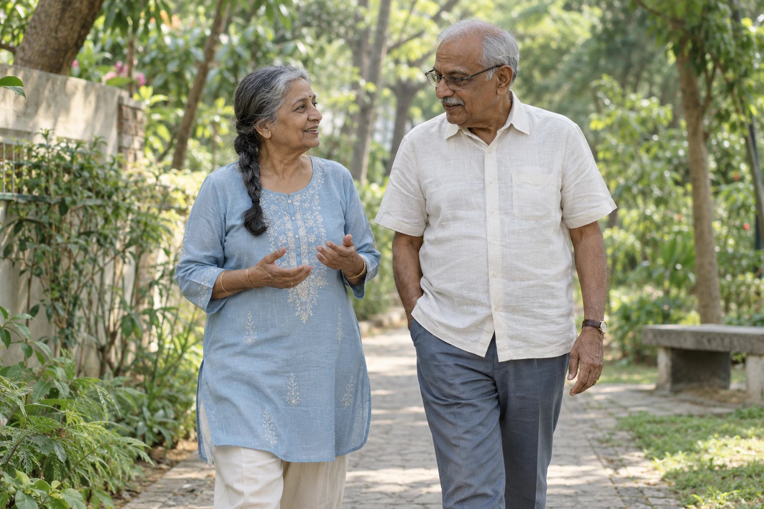 An older couple enjoying a gentle walk